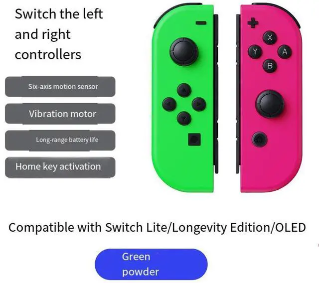 Main image of The left and right controllers of Switch, namely JoyCon controllers, support OLED wake-up and are compatible with fitness ring motion game controllers. Green powder