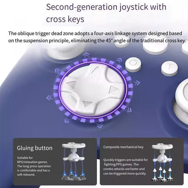 Alt view image 4 of 5 - Gamepad Q34B Wireless Bluetooth Switch PC Universal Starlight Valley Mario Landline Live Football Special Gyroscope Dual Hall Joystick Xbox Layout