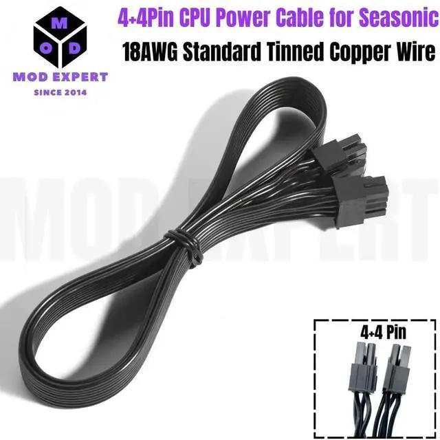 Alt view image 6 of 7 - CPU Power Cable 8Pin to 4+4Pin EPS/ATX12V for Seasonic PRIME PX-1600, PX-1300, PX-1200, PX-1000 Platinum Modular Power, Flat Cable 18AWG 60CM