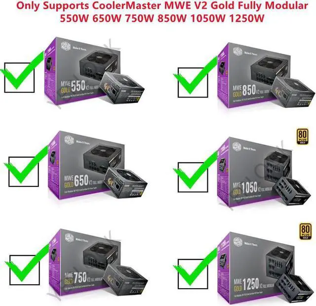 Alt view image 3 of 6 - 10Pin+18Pin to 24Pin 20+4Pin Power Supply Cable Flat For CoolerMaster MWE V2 Gold Fully Modular 550W 650W 750W 850W 1050W 1250W