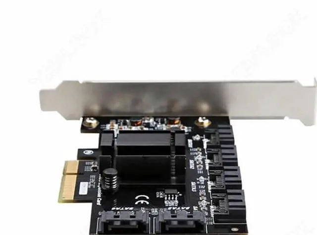 Alt view image 3 of 4 - PCIe X4 to 6 SATA3.0 6Gbps PCI Express to SATA III Controller Adapter Expansion Card ASM1166 Chipset for Hard Drive HDD SSD