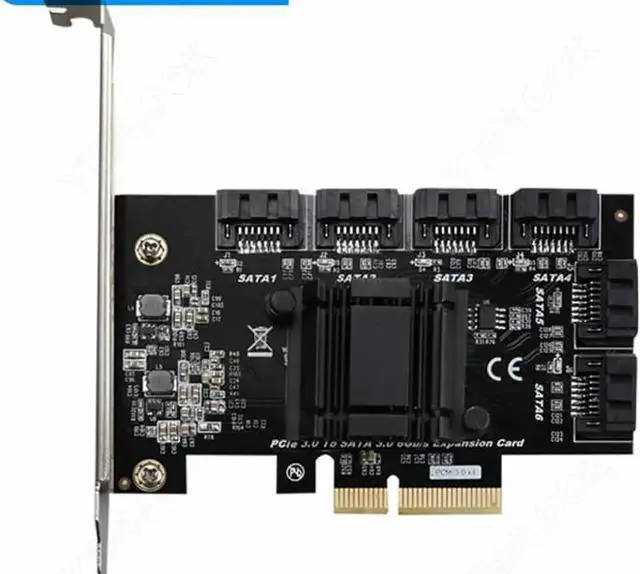 Alt view image 2 of 4 - PCIe X4 to 6 SATA3.0 6Gbps PCI Express to SATA III Controller Adapter Expansion Card ASM1166 Chipset for Hard Drive HDD SSD