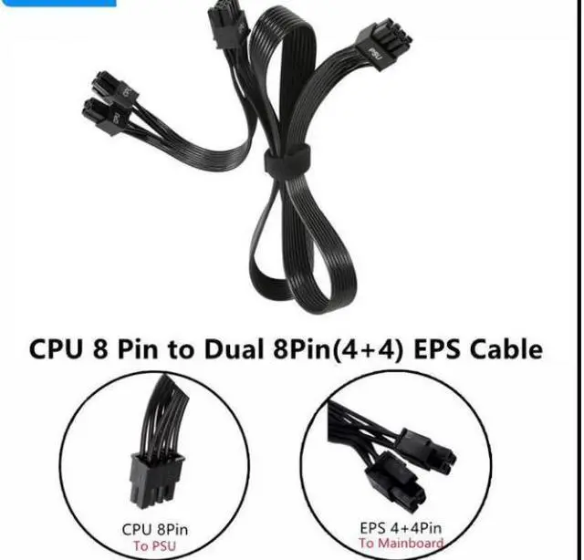 Main image of EPS/ATX12V PSU 8Pin to Dual 8pin 4+4Pin CPU Power Cable for Seasonic PRIME, FOCUS, CORE, M12II EVO, SnowSilent Series Modular Power