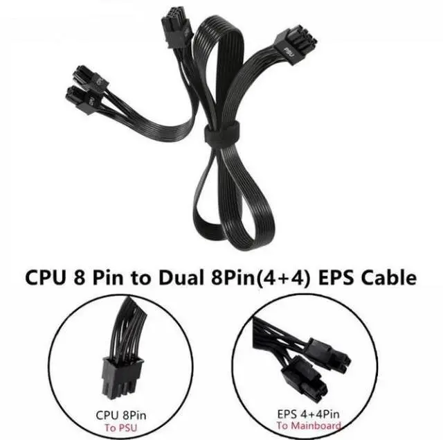 Alt view image 2 of 2 - 8Pin to Dual 4+4Pin CPU Power Cable for Seasonic FOCUS PLUS GOLD PSU SSR-1000FX, SSR-850FX, SSR-750FX, SSR-650FX, SSR-550FX Modular Power