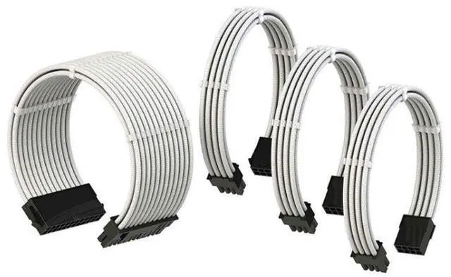 Alt view image 4 of 7 - Power module cable, motherboard cable, graphics card extension cable, silicone cable cover, braided wire, complete power module, total length 25CM All white