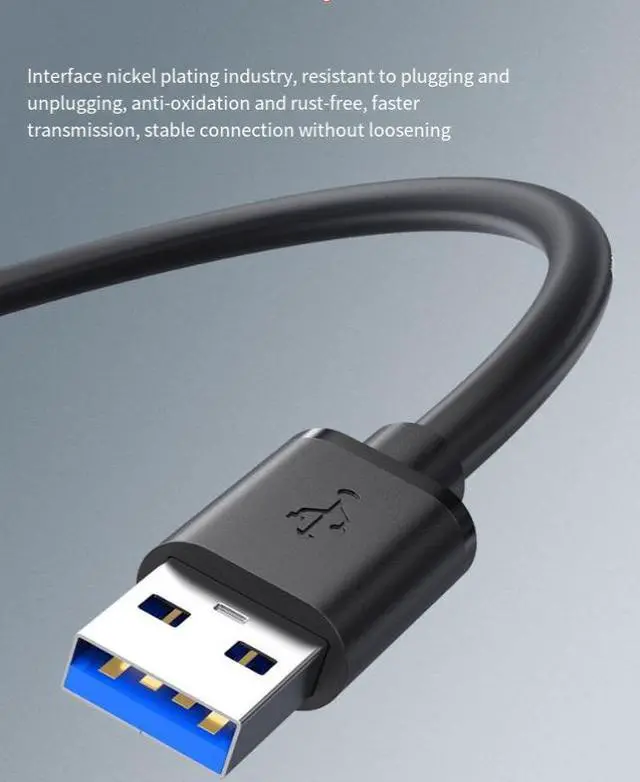 Alt view image 4 of 5 - USB 3.0 male-to-male USB bidirectional two-pronged A-type both ends portable hard drive box data cable two-pronged USB cable male-to-male