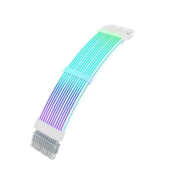 Alt view image 2 of 6 - Computer accessory RGB 24-pin ATX power extension cable for gaming PC motherboard - neon-colored power supply line black