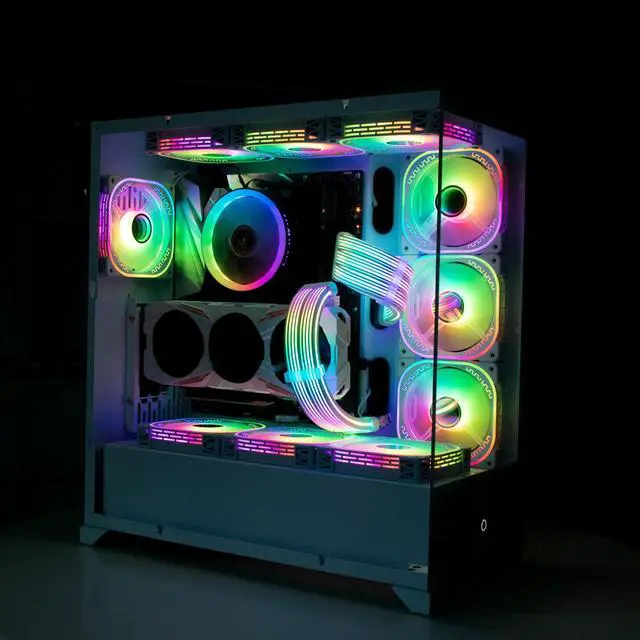 Alt view image 6 of 6 - Computer accessory RGB 24-pin ATX power extension cable for gaming PC motherboard - neon-colored power supply line black