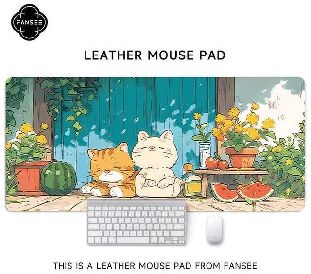 Main image of Cute cat mouse pad - Extra large, creative cartoon mouse pad for girls, computer keyboard pad for office desk, large size, anti-slip, 35.43 x 15.75 inches 3