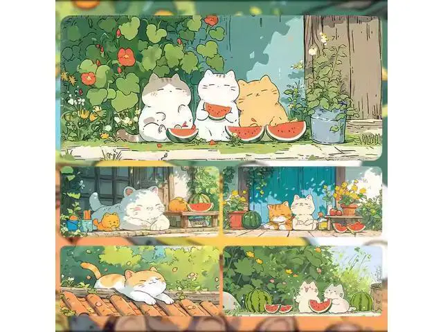 Alt view image 5 of 5 - Cute cat mouse pad - Extra large, creative cartoon mouse pad for girls, computer keyboard pad for office desk, large size, anti-slip, 35.43 x 15.75 inches 11