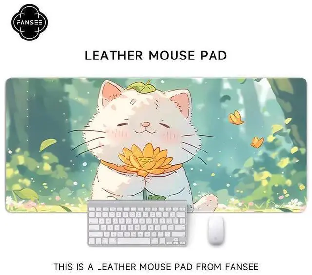 Main image of Cute cat mouse pad - Extra large, creative cartoon mouse pad for girls, computer keyboard pad for office desk, large size, anti-slip, 35.43 x 15.75 inches 6