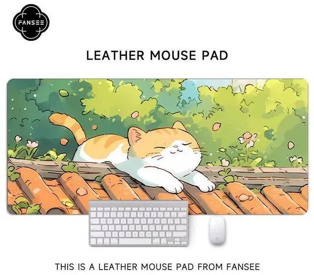 Main image of Cute cat mouse pad - Extra large, creative cartoon mouse pad for girls, computer keyboard pad for office desk, large size, anti-slip, 35.43 x 15.75 inches 4
