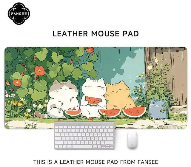 Main image of Cute cat mouse pad - Extra large, creative cartoon mouse pad for girls, computer keyboard pad for office desk, large size, anti-slip, 35.43 x 15.75 inches