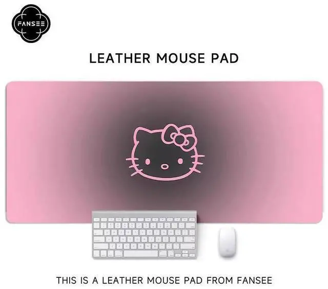 Main image of Kitty Cat mouse pad - Extra large, simple, cute, girls' cartoon custom computer keyboard desk pad - Large size, dirt-resistant 35.43 x 15.75 inches SX - Minimalist Kitty Cat 06