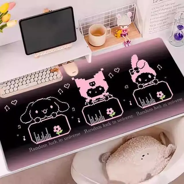 Alt view image 2 of 5 - Kitty Cat mouse pad - Extra large,simple,cute,girls' cartoon custom computer keyboard deskpad -Large size,
dirt-resistant 4mm 1000x500mm