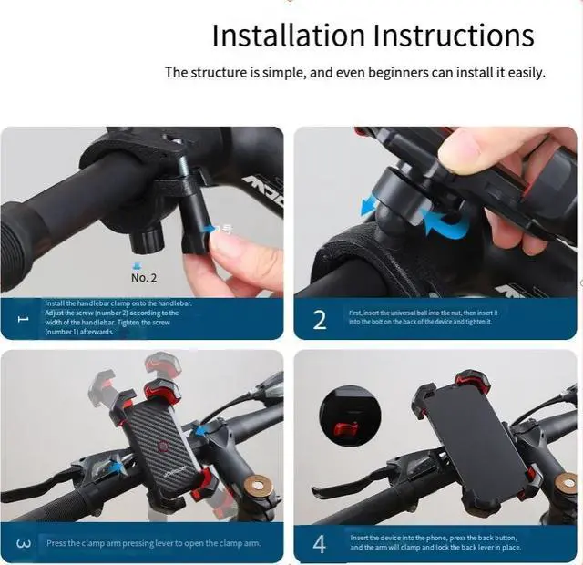 Alt view image 3 of 5 - New outdoor mobile phone bike lazy support 4. 7-7 inches motorcycle fixing bracket universal type Black bicycle