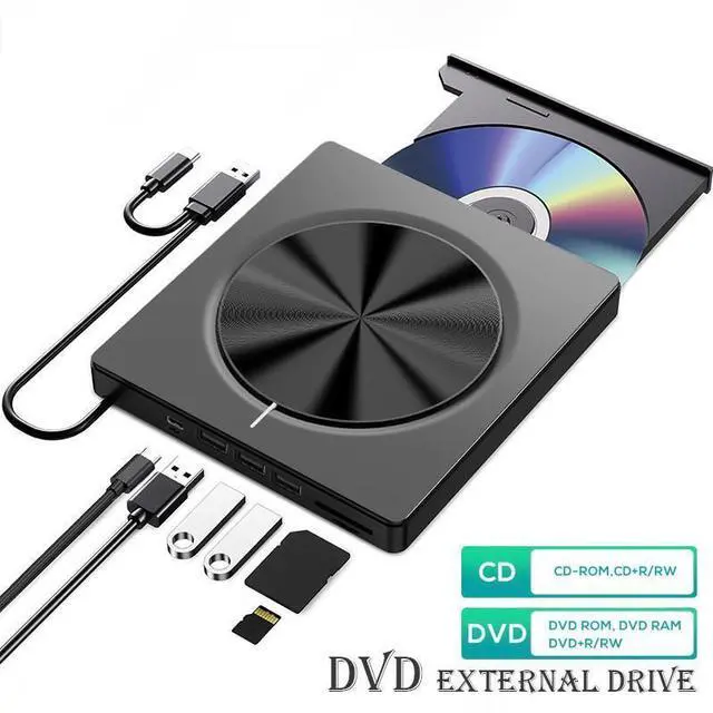 Alt view image 4 of 5 - External USB 3.0/Type-C DVD-RW optical disc portable optical drive, DVD-ROM burner, DVD drive
