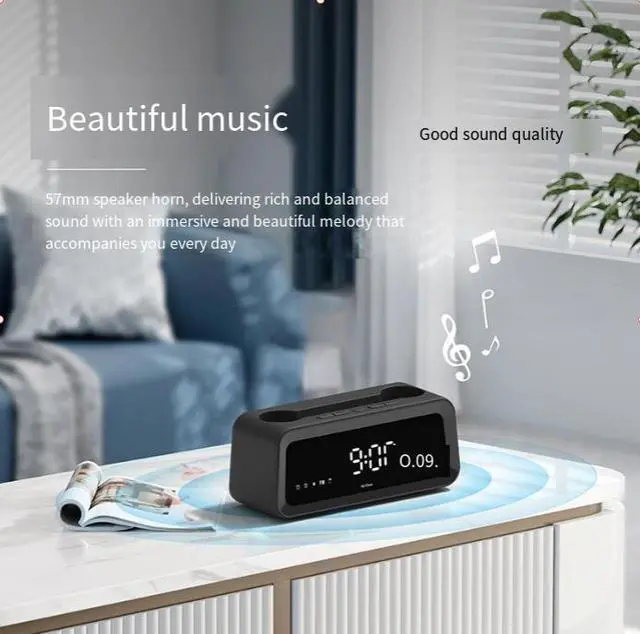 Alt view image 5 of 7 - Wireless Bluetooth speaker with calendar alarm clock, temperature display, desktop multi-functional Bluetooth speaker