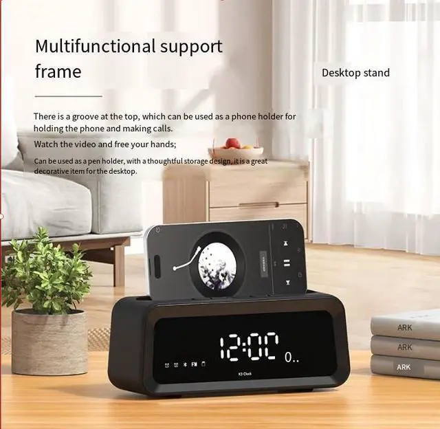 Alt view image 6 of 7 - Wireless Bluetooth speaker with calendar alarm clock, temperature display, desktop multi-functional Bluetooth speaker