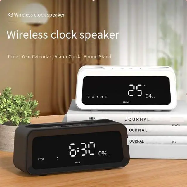 Alt view image 4 of 7 - Wireless Bluetooth speaker with calendar alarm clock, temperature display, desktop multi-functional Bluetooth speaker