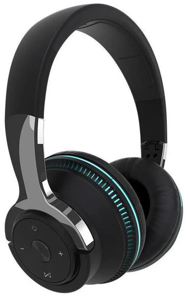 Alt view image 7 of 7 - Wireless over-ear Bluetooth headphones with bass stereo sound card, colorful LED display, computer headset white