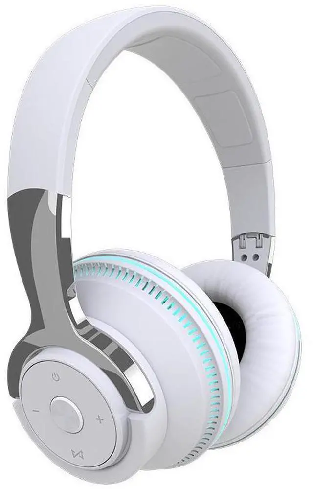Main image of Wireless over-ear Bluetooth headphones with bass stereo sound card, colorful LED display, computer headset white