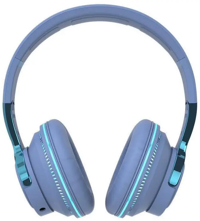 Alt view image 3 of 7 - Wireless over-ear Bluetooth headphones with bass stereo sound card, colorful LED display, computer headset white