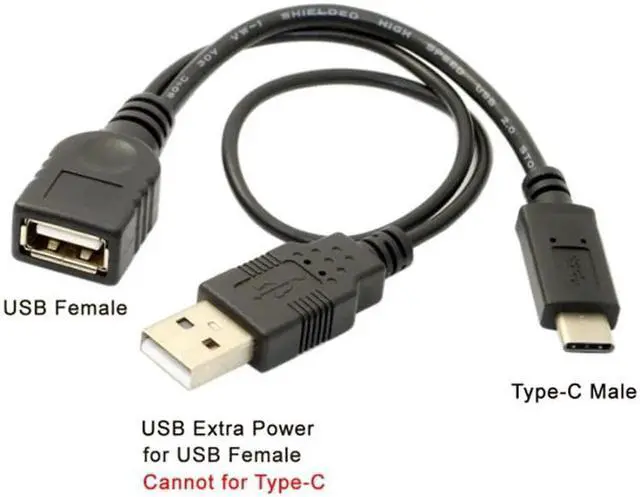 Alt view image 2 of 5 - USB-C Type-C USB 3.1 to USB 2.0 Female OTG Data Cable with Power for Cell Phone & Tablet & Laptop & Macbook Pro UC-001-BK