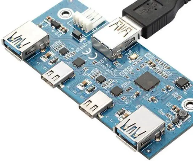 Alt view image 3 of 7 - USB 3.1 Front Panel Header to USB-C & USB 3.0 HUB 4 Ports Front Panel Motherboard Cable for 3.5" Floppy Bay UC-126