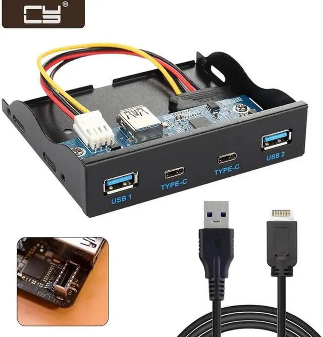 Main image of USB 3.1 Front Panel Header to USB-C & USB 3.0 HUB 4 Ports Front Panel Motherboard Cable for 3.5" Floppy Bay UC-126