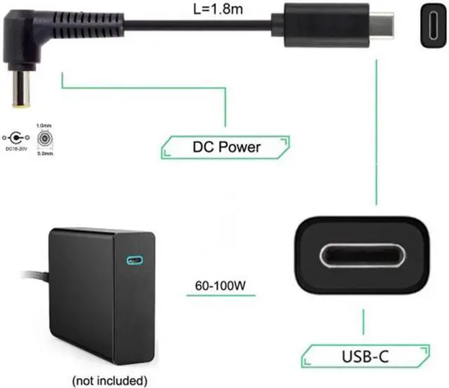 Alt view image 4 of 4 - Type C USB-C Input to 5.0*1.0mm Cable UC-216-5010MM