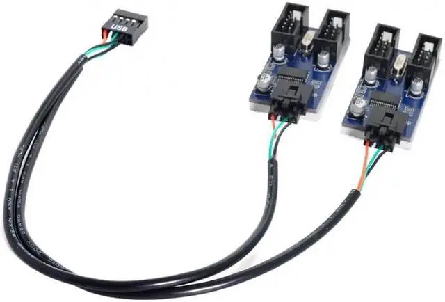 Alt view image 4 of 7 - 9pin USB 2.0 Header 1 to 2 / 4 Female Extension Cable HUB Connector Adapter Port Multilier U2-004