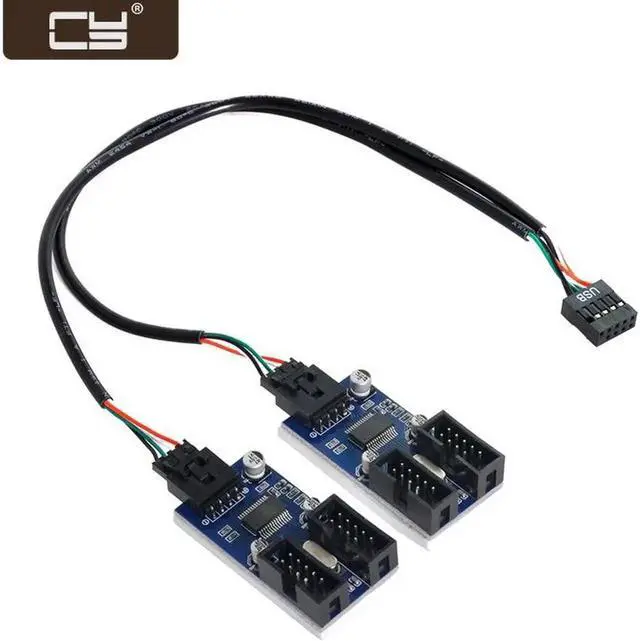 Main image of 9pin USB 2.0 Header 1 to 2 / 4 Female Extension Cable HUB Connector Adapter Port Multilier U2-004