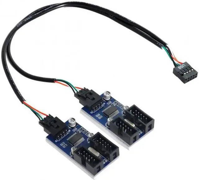 Alt view image 6 of 7 - 9pin USB 2.0 Header 1 to 2 / 4 Female Extension Cable HUB Connector Adapter Port Multilier U2-004