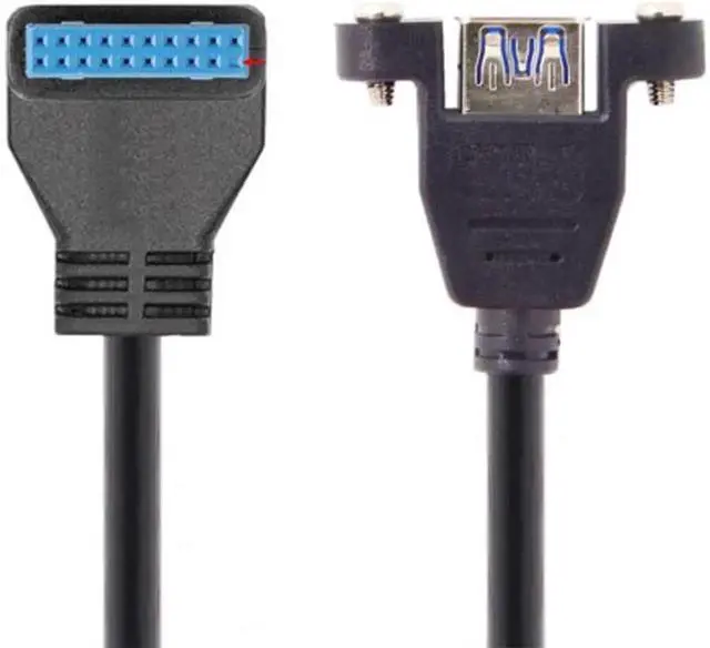 Alt view image 6 of 6 - USB 3.0 Single Port A Female Screw Mount Type to Up Angled Motherboard 20pin Header Cable 90 Degree U3-384-UP