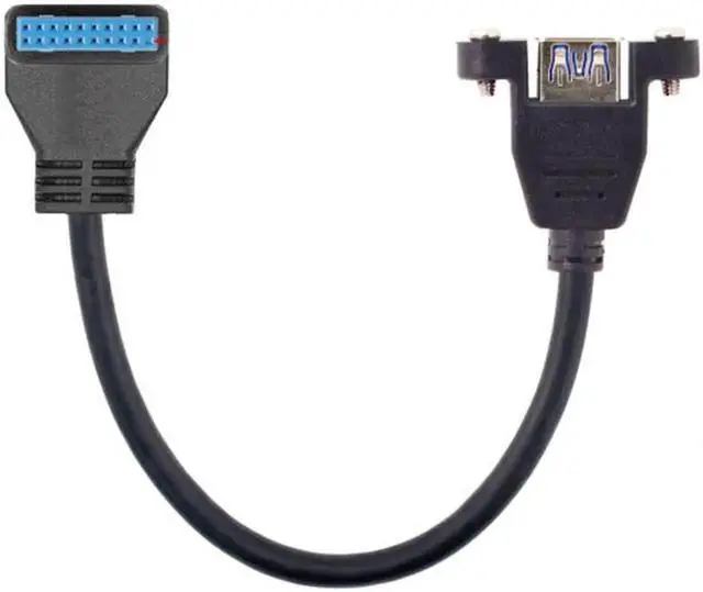 Alt view image 2 of 6 - USB 3.0 Single Port A Female Screw Mount Type to Up Angled Motherboard 20pin Header Cable 90 Degree U3-384-UP
