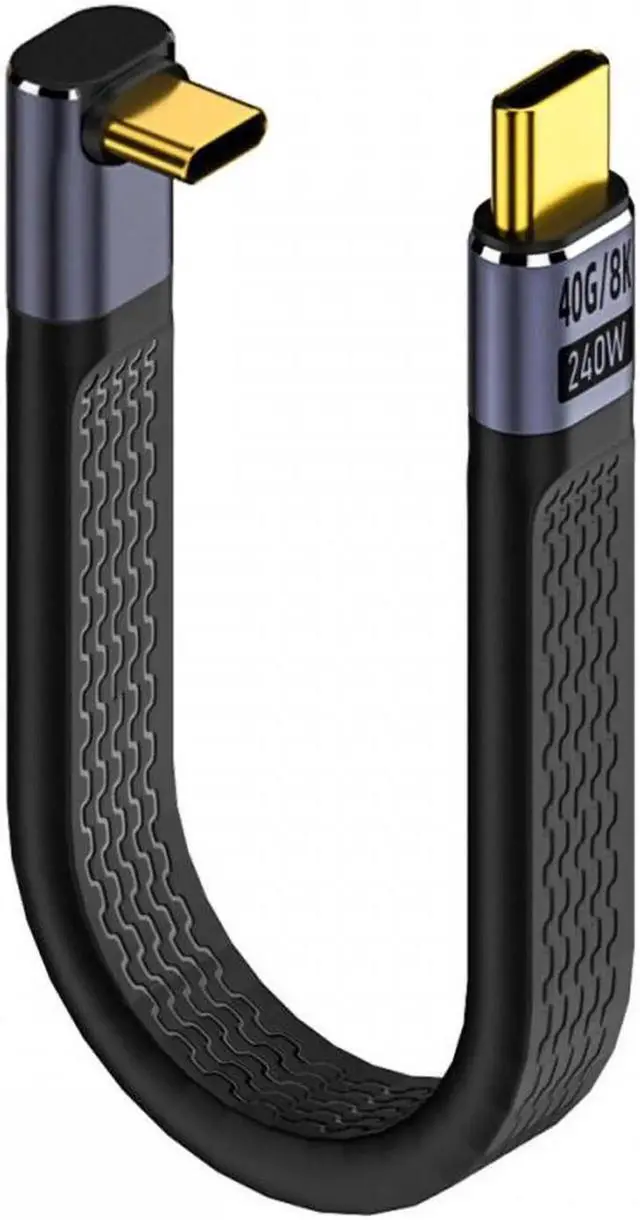 Alt view image 2 of 7 - Up Angled 240W Type-C USB-C Male to Male USB4 40Gbps 100W 8K Flat Slim FPC Data Cable for Laptop Phone 13cm