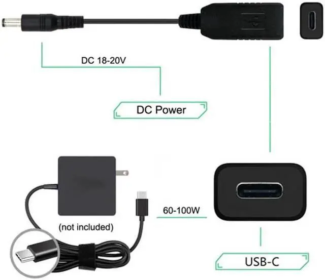 Alt view image 4 of 7 - USB 3.1 Type C USB-C to 5.5*2.5mm Plug Cable UC-100-5525MM