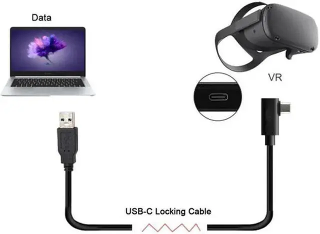 Alt view image 4 of 6 - Fit for Oculus Link VR USB 3.1 Type-C Left Right Angled Type to Standard USB3.0 Data Cable 10Feet