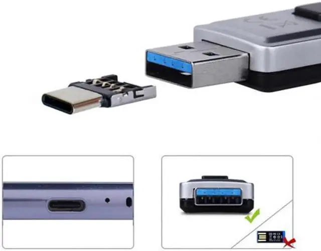 Alt view image 4 of 6 - 5pcs Ultra Mini Type-C USB-C to USB 2.0 OTG Adapter for Cell Phone Tablet & USB Cable & Flash Disk UC-053-5PCS