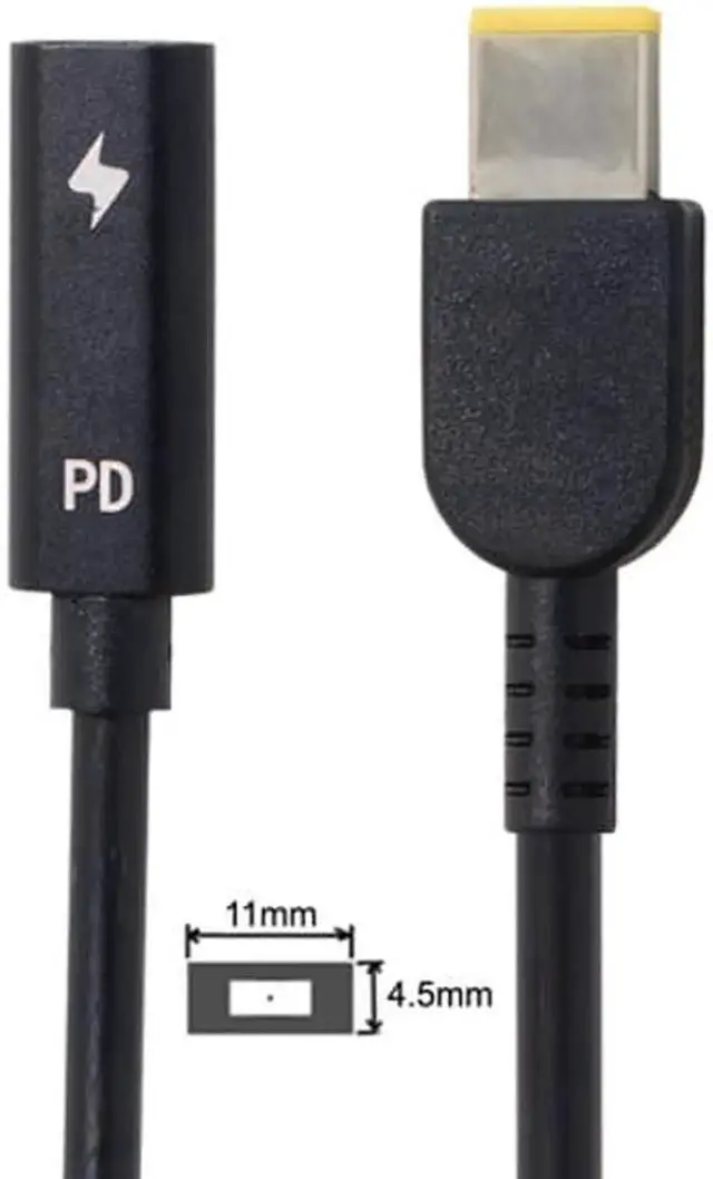 Alt view image 4 of 5 - Type C USB-C Female Input to Rectangle 11.0*4.5mm Plug Cable UC-109-1145MM