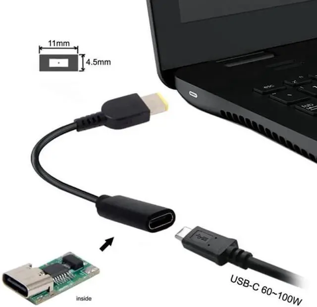 Alt view image 5 of 5 - Type C USB-C Female Input to Rectangle 11.0*4.5mm Plug Cable UC-109-1145MM