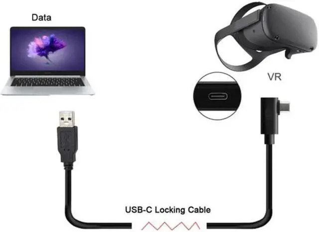 Alt view image 4 of 7 - Fit for Oculus Link VR USB 3.1 Type-C Left Right Angled Type to Standard USB3.0 Data Cable 10Feet
