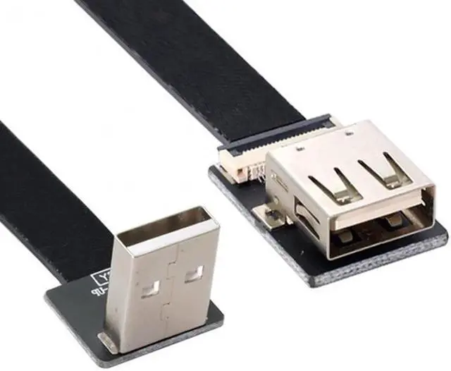 Alt view image 6 of 7 - Up Angled USB 2.0 Type-A Male to Female Extension Data Flat Slim FPC Cable for FPV and Disk and Scanner and Printer 1.5"feet