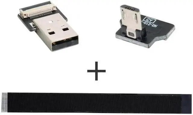 Alt view image 6 of 7 - Down Angled USB 2.0 Type-A Male to Micro USB 5Pin Male Data Flat Slim FPC Cable for FPV and Disk and Phone 1.5"feet