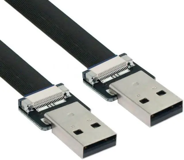 Main image of USB 2.0 Type-A Male to Type-A Male Data Flat Slim FPC Cable for FPV and Disk and Scanner and Printer 3.3"feet