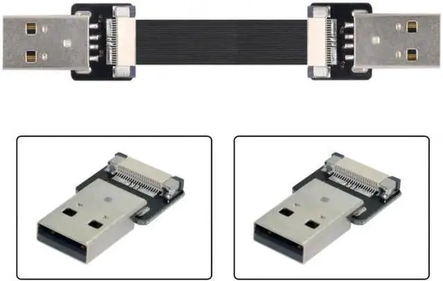 Alt view image 3 of 7 - USB 2.0 Type-A Male to Type-A Male Data Flat Slim FPC Cable for FPV and Disk and Scanner and Printer