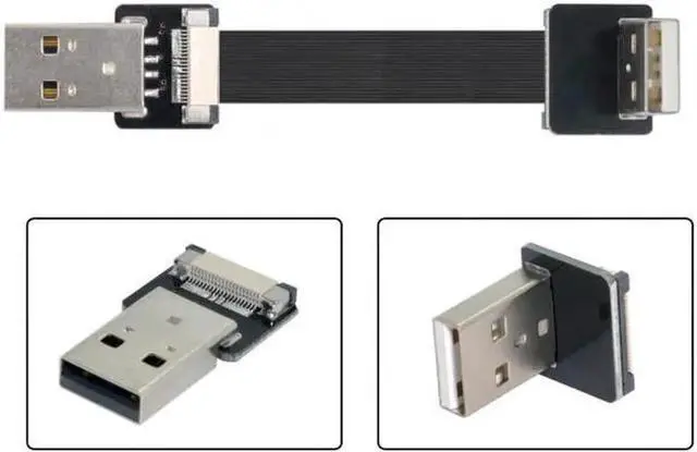 Alt view image 4 of 7 - Up Angled USB 2.0 Type-A Male to Type-A Male Data Flat Slim FPC Cable 90 Degree for FPV and Disk and Scanner and Printer