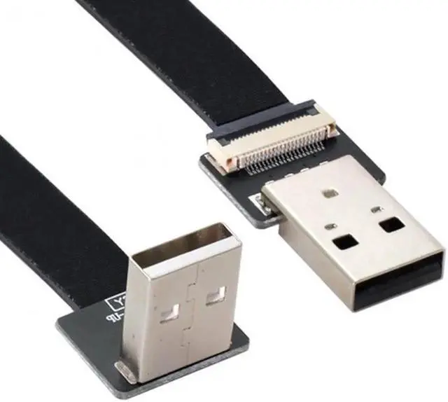 Alt view image 3 of 7 - Up Angled USB 2.0 Type-A Male to Type-A Male Data Flat Slim FPC Cable 90 Degree for FPV and Disk and Scanner and Printer