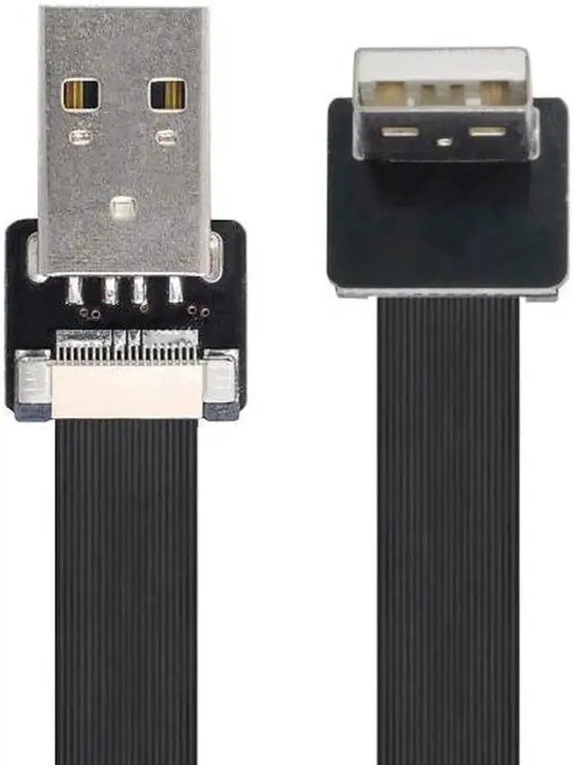 Main image of Up Angled USB 2.0 Type-A Male to Type-A Male Data Flat Slim FPC Cable 90 Degree for FPV and Disk and Scanner and Printer